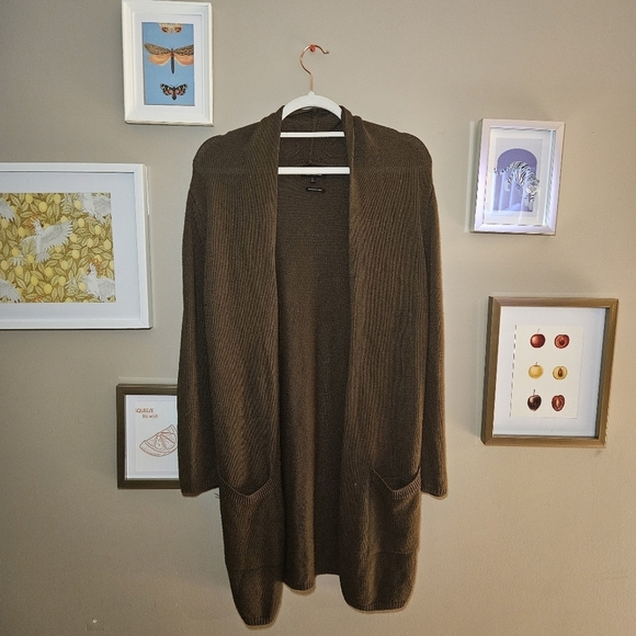 Massimo Dutti Sweaters - Massimo Dutti Long Olive Green Knit Cardigan